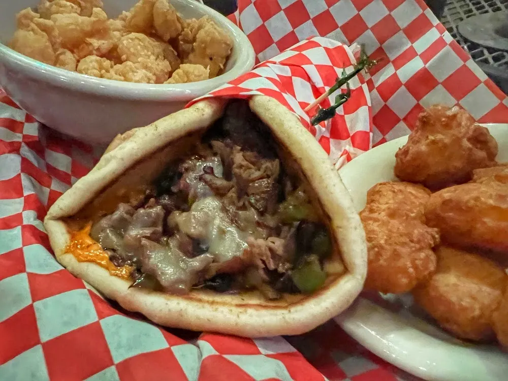 Steak Wrap with Corn Nuggets and Shrimp